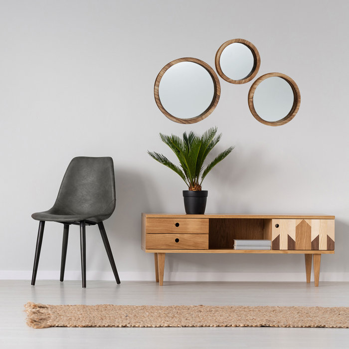 WholeHouseWorlds 3 Piece Boho Chic Porthole Wall Mirror Set & Reviews